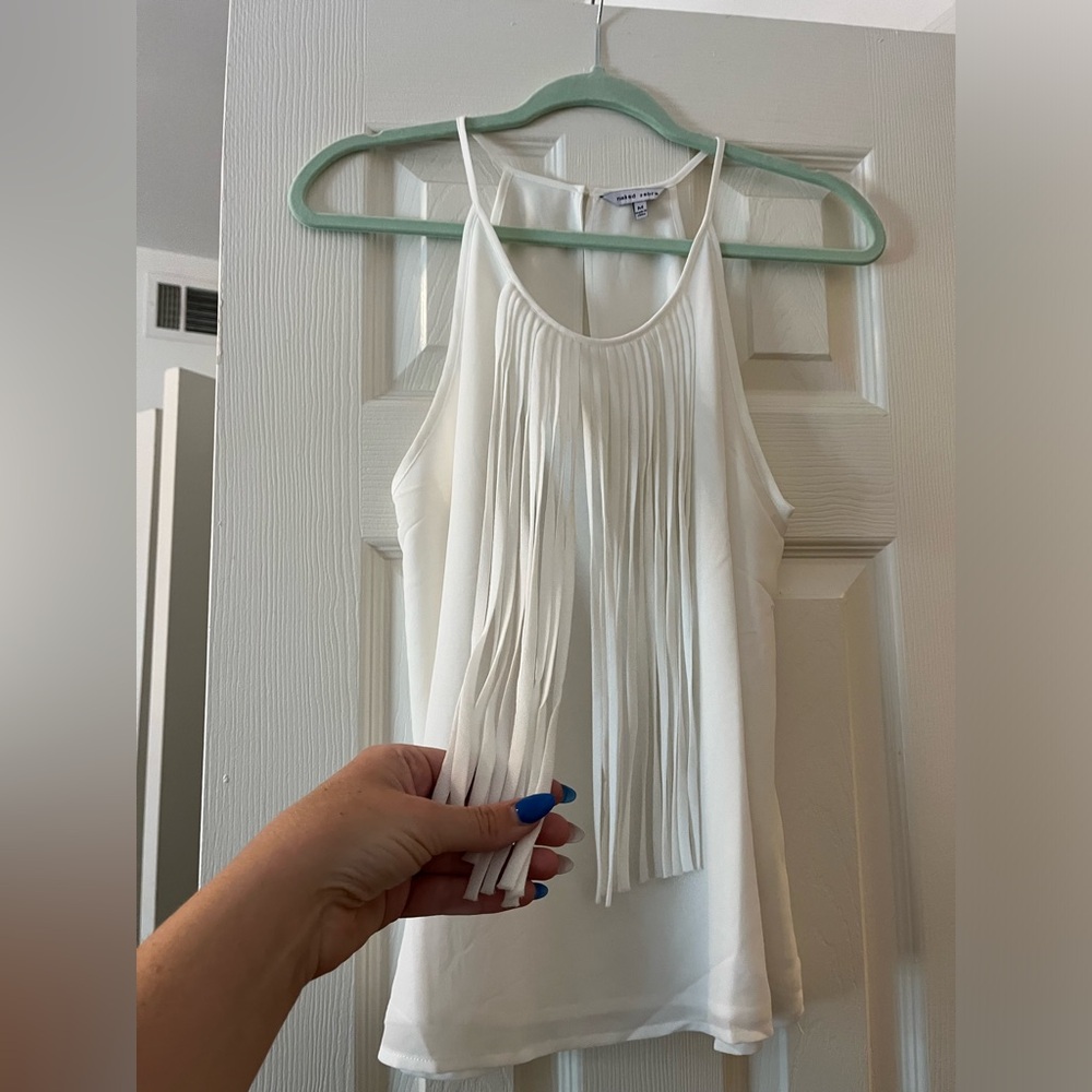 White Fringe Tank Top